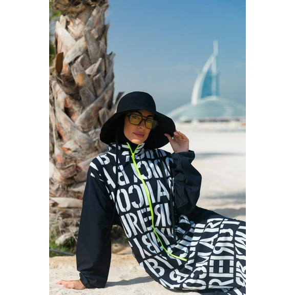 Woven Black Burkini Modest Swimwear M2301 USA