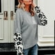 thumbnail image 2 of Camisa De Bloque De Color Con Estampado De Leopardo, Cómoda, Suave, Elástica, Para Mujer, Con Cuello Redondo, Puños Sueltos, Ajuste Regular Para La Vida Diaria ANGGREK Otros, 2 of 6