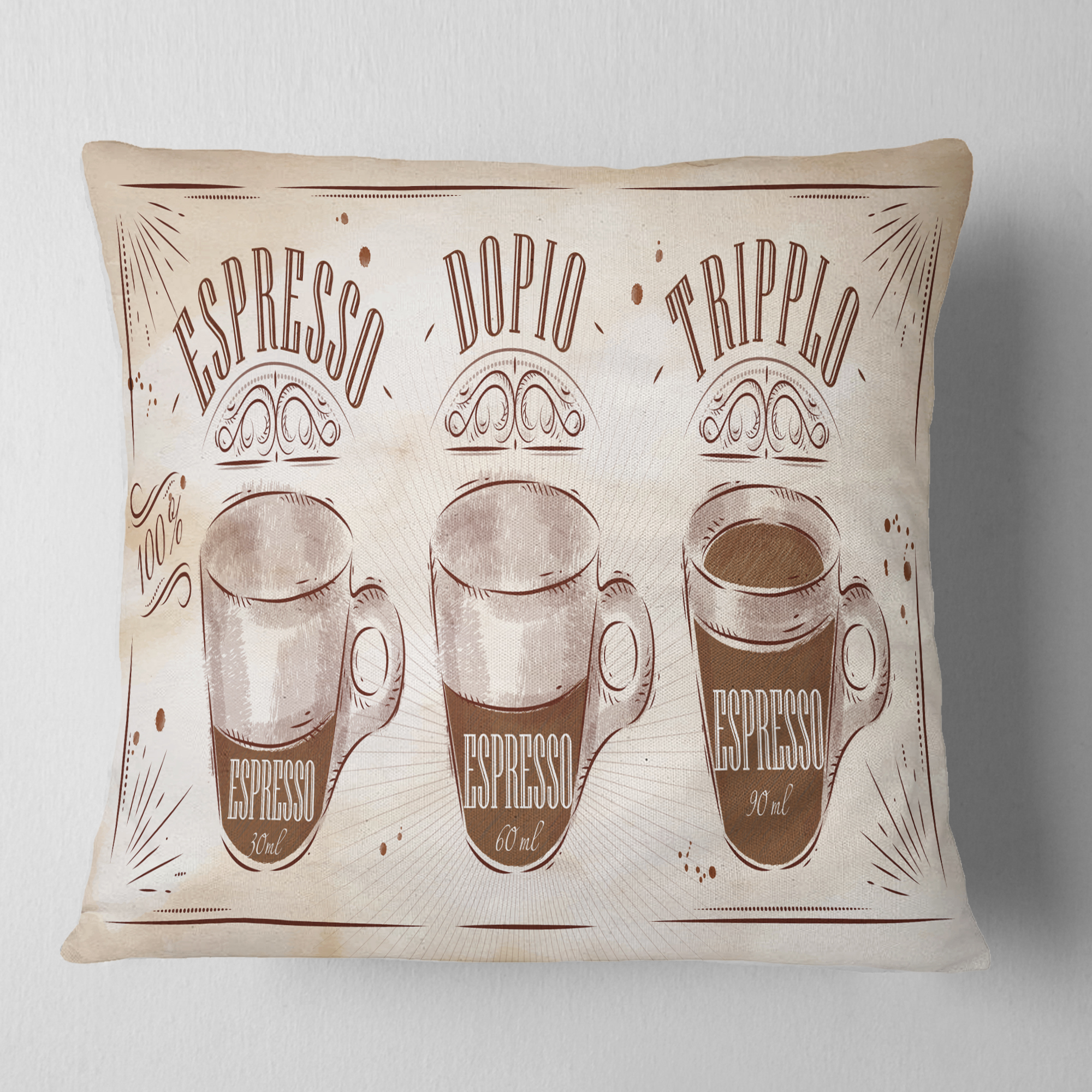 Designart Espresso Kraf Brown - Throw Pillow - 18x18