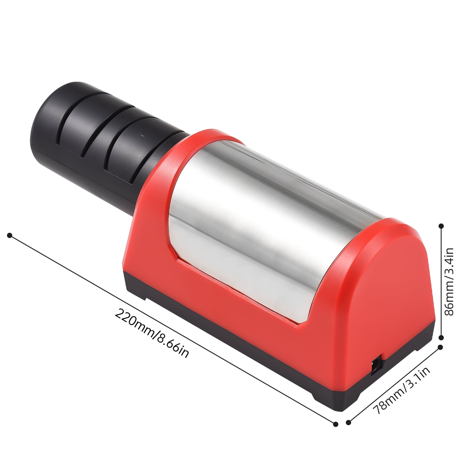 Yajisi 2 Stage Electric Knife Sharpener for Kitchen Knives and Ceramic Knives, Portable Auto Sharpening Tool with 600 & 1000 Grit Diamond Stone, Replaceable Head, Red/Black, 9.84 inches / 25 cm