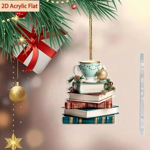 HomeKingdee Mini Stack of Books Glass Blown Ornament for Christmas Tree, Handcrafted Holiday Decoration, Mini Collection