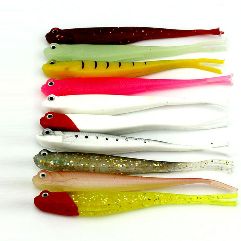 UDIYO 10Pcs/Lot Multicolor Soft Plastic 3D Eyes Lures 13cm Fishing Baits  Tackle Tools