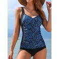thumbnail image 4 of Charmo Women's Ruched Tankini Tops Retro V Neck Swimwear Tops Tummy Control Swimsuit Tops(No Bottoms), 4 of 5