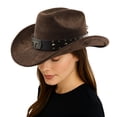 thumbnail image 2 of OJSFQUFP Women Western Cowboy Hats Studded Wide Brimmed Hats with Belt, 2 of 6