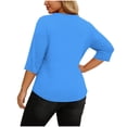 thumbnail image 4 of Mifsaly Plus Size Blouses for Women 3/4 Sleeve Square Neck Cotton Tops Button Decoration Lightweight Breathable Oversized Tshirts Summer Casual Work Office Outfits L, 4 of 7