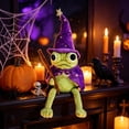 thumbnail image 5 of Halloween Wizard Frog Plush Doll, Cute Green Frog Stuffed Animal with Witch Hat Cape & Mini Pumpkin, Spooky Halloween Decor Plush Toy, 5 of 5