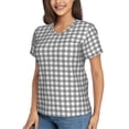 thumbnail image 2 of Xecao Gray Checkboard for Women's V-Neck T-Shirts-Elegant Half-Sleeve Tops Perfect for Summer-3X-Large, 2 of 5