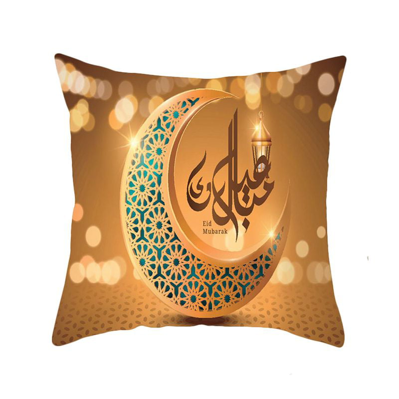 Ramadan Kareem Pillow Case Islamic Square Eid Mubarak Throw Cushion Cover Decor 