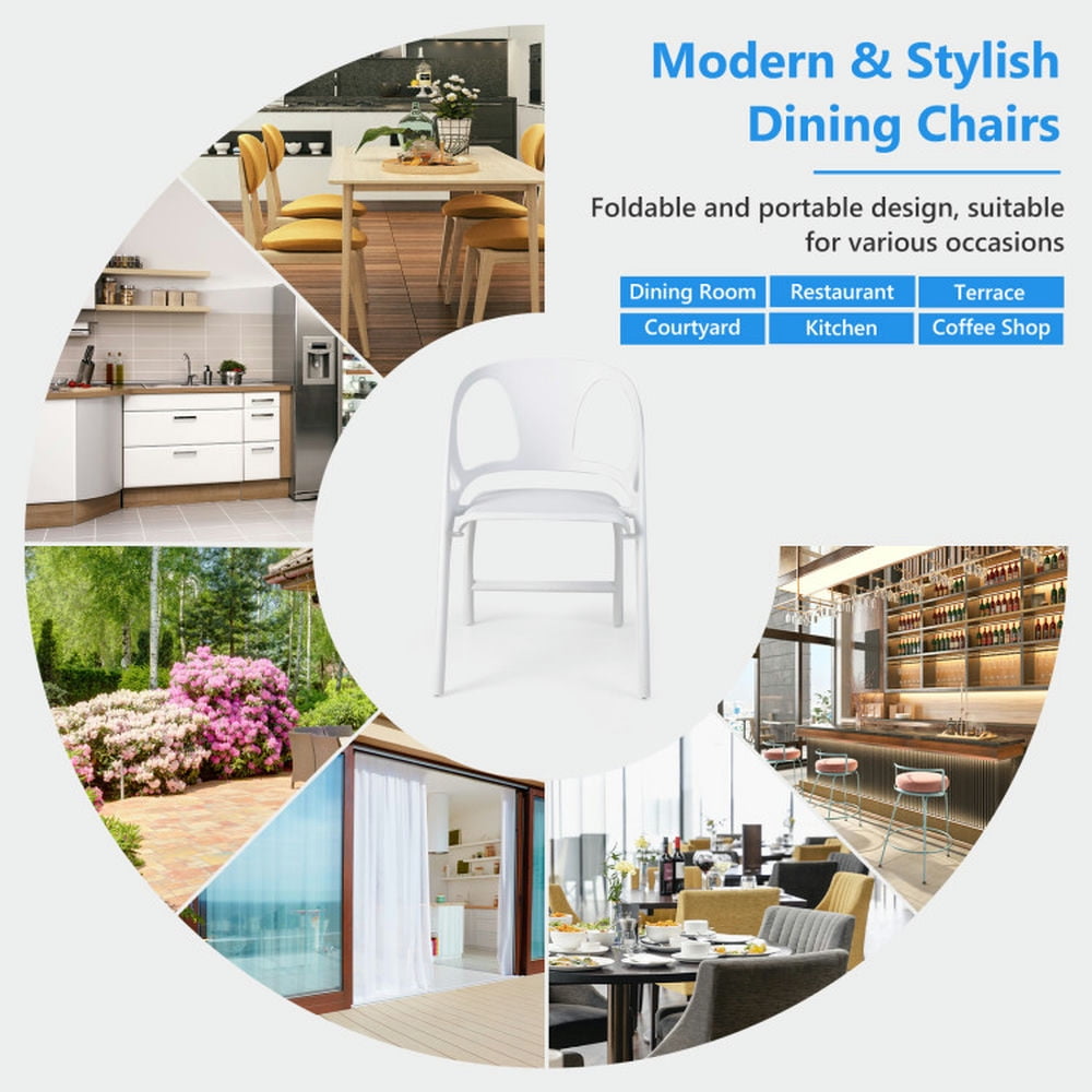 Demi Bonn Set of 2 Folding Dining Chairs with Armrest and High Backrest for Dining Room Living Room, White