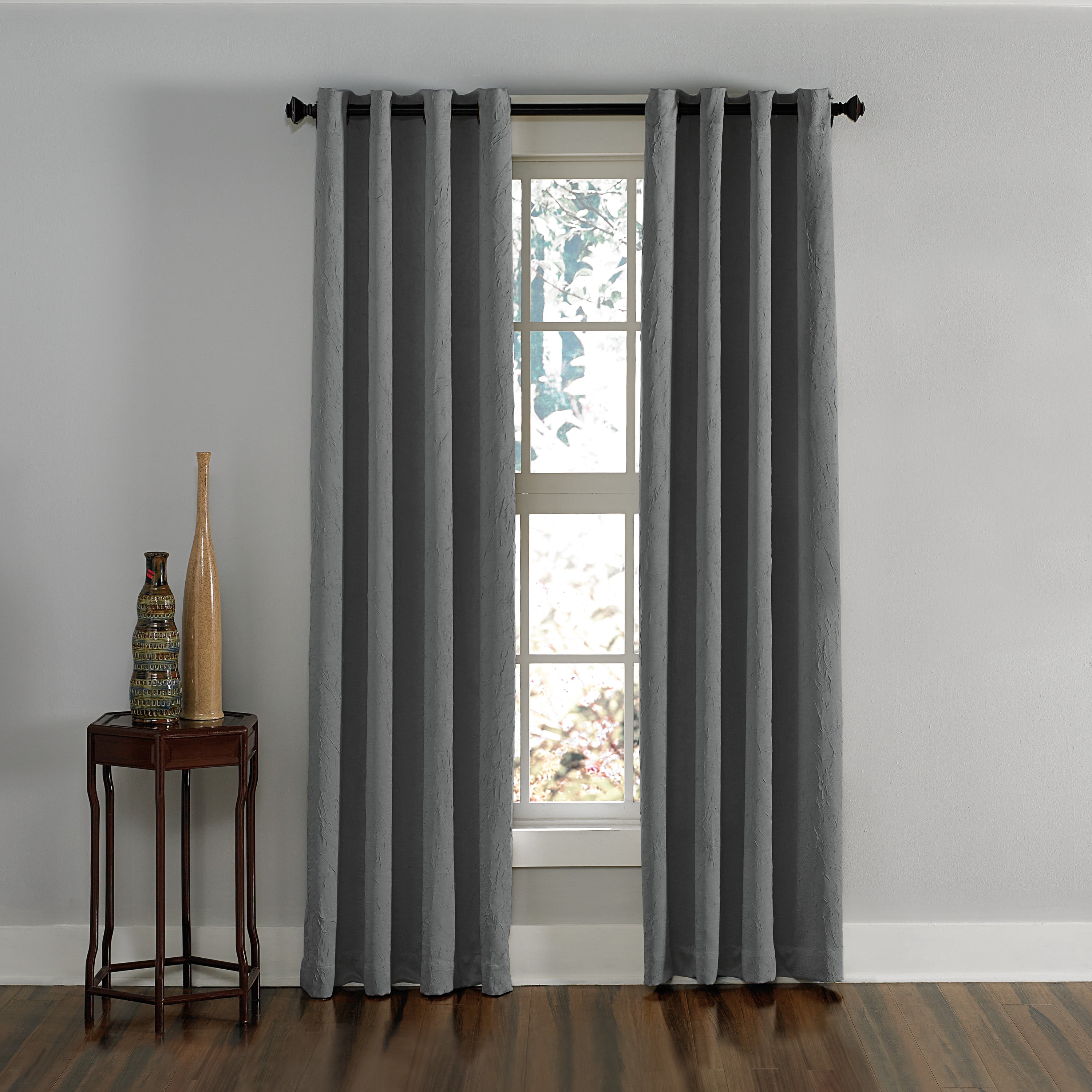 Curtainworks Lenox Grommet Indoor Curtain 50"W x 95"L, Single Panel, Gray, Polyester, Adult