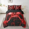 thumbnail image 3 of Erosebridal Boys 7Pcs Gaming Comforter Sets Twin Bed,Gamer Bedding Comforter Set,Video Games Gamepad Bed In A Bag Neon Glowing Square Geometric Grid Red Bed Sets With Comforter And Sheets, 3 of 5