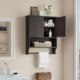 thumbnail image 6 of Brown Wall Cabinet with Towel Bar - Medicine Cabinet with Adjustable Shelves, Over Toilet Cabinet for Laundry Room Kitchen, 6 of 19