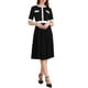 thumbnail image 1 of Vestido Plisado de Manga Corta para Mujeres 2025 Tendencia Color de Contraste Casual Trabajo A-Line Vestidos Midi S Negro, 1 of 5