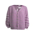 thumbnail image 4 of Cardigan Sweaters for Women Color Block Long Sleeve V Neck Sweater Fashion Kint Striped Open Front Button Outerwear, 4 of 7