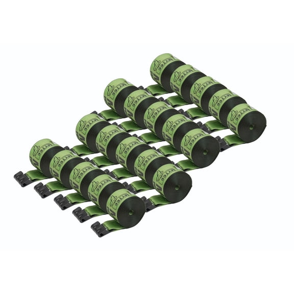 Winch Straps 4" x 30' Green Heavy Duty Tie Down w/Flat Hook WLL# 5400 lbs | 4 Inch Cargo Control for Flatbed Truck Utility Trailer (20 Pack)
