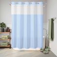 thumbnail image 6 of No Hook Shower Curtain, Blue White Stripe Shower Curtains for Bathroom with See Through Top Window, Modern Minimalist Geometric Striped Waterproof & Washable Bath Curtain Extra Long 72"x84", 6 of 9