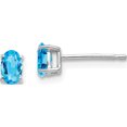 thumbnail image 1 of 14K White Gold 5X3mm Oval Blue Topaz Earrings (6 X 3) Made In United States xe85wbt, 1 of 5
