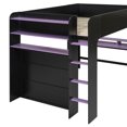 thumbnail image 5 of Harper & Bright Designs Full Size Gaming Loft Bed with Height-adjustable Desk & RGB Lights, Full Wood Loft Bed Frame with Wardrobe & Storage Shelves, Purple, 5 of 20