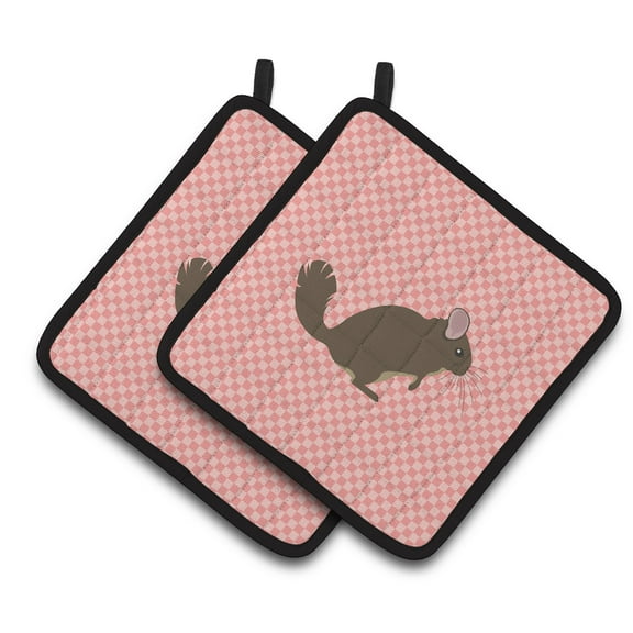 Caroline's Treasures Chinchilla Pink Check Pair of Pot Holders
