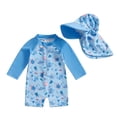 thumbnail image 1 of Traje de baño Engofs A4 azul para niños pequeños con gorro, 1 of 7