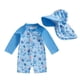 thumbnail image 1 of Traje de baño Engofs A4 azul para niños pequeños con gorro, 1 of 7