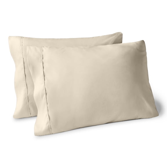 Bare Home Juego de Fundas de Almohada Colección Premium 1800, Doble Cepillado, Ultra Suave, Tamaño Estándar, Color Arena, 2 Unidades