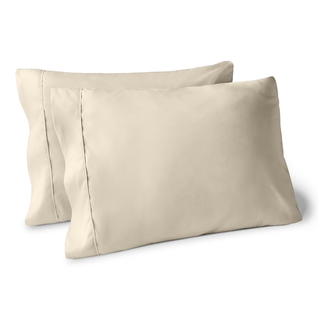Bare Home Juego de Fundas de Almohada Colección Premium 1800, Doble Cepillado, Ultra Suave, Tamaño Estándar, Color Arena, 2 Unidades