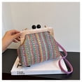 thumbnail image 1 of Zhuge Bolso de hombro tejido para mujer, bolso de mano tejido, bolso de mano tejido elegante para playa de verano, bolsos de hombro de 9,05 x 3,94 x 7,87 pulgadas (púrpura), 1 of 4
