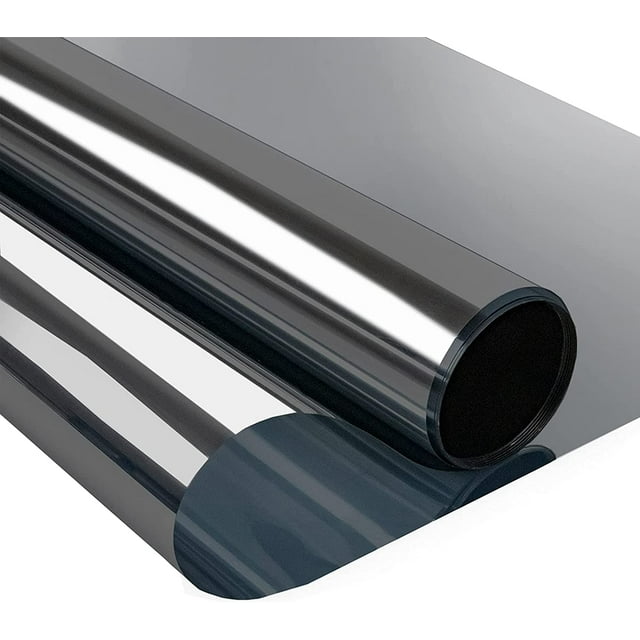 Film pour Miroir de Fenêtre Résistant à la Chaleur et Anti-Éblouissement Contrôle de la Température Protection de la Vie Privée Film Adhésif Réfléchissant pour Fenêtre Maison Bureau Magasin (30*200cm, Noir-Argent), Jun