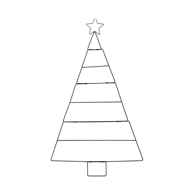 Black Foldable Christmas Tree Grid Frame With Iron Construction Wall Mounted Decoration For Holiday Home Decor Easy Setup And Storage Space Saving 1Pc 0.77 Lb