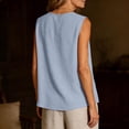 thumbnail image 6 of Sheghy Women Tank Tops 100%Cotton Button Front Sleeveless Top, Solid Casual All-Match Daily Tank Light Blue S, 6 of 6
