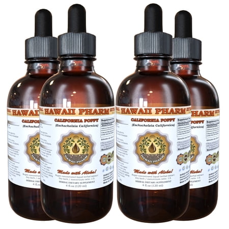 California Poppy (Eschscholzia Californica) Tincture, Organic dried above-ground parts Liquid Extract, Golden Poppy, Herbal Supplement 4x4 oz