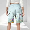 thumbnail image 4 of Mqqzkk Women's Fashion Shorts Flower Printed Casual Home Shorts With Elastic Waistband Drawstring And Side Pockets For Casual Wear, 4 of 6