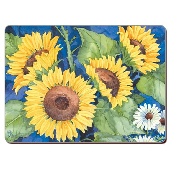 2 Hardboard Placemats with Cork Back Sunflowers
