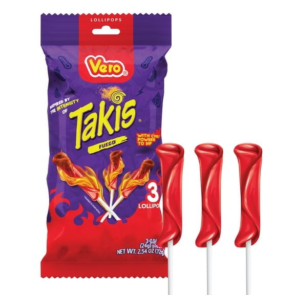 Vero Takis Lollipop 3 Count Bag, Chamoy Flavored Lollipop