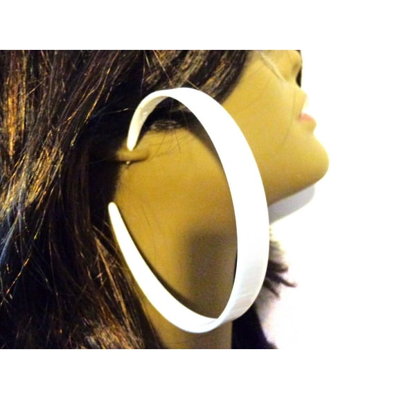 Large White Hoop Earrings 3 inch Hoop Earrings