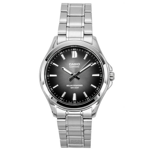 Casio Standard Analog Stainless Steel Black Dial Solar MTS-RS100D-1AV Men's Watch