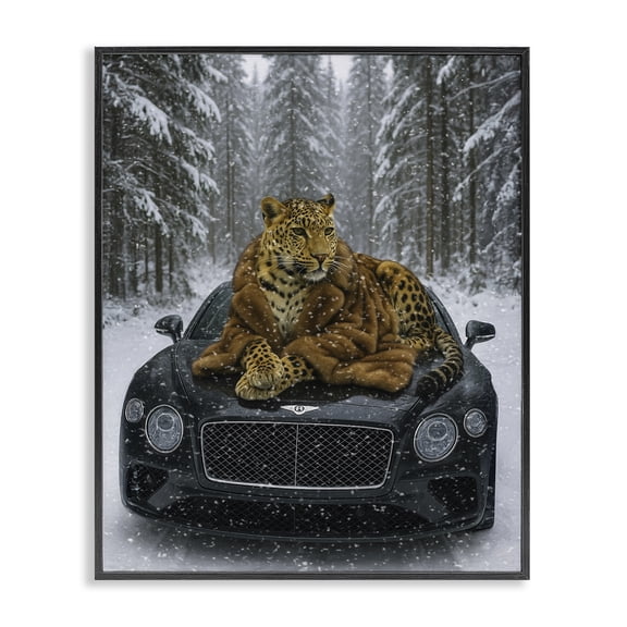Stupell Industries Eclectic Luxurious Leopard Winter Woods Black Framed Giclee Art, 11 x 14, by Grotto Studios