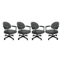 4 - Swivel Metal Dining Caster Chair M-70 - Grey Vinyl - Grey