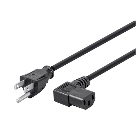 UPC: 0844660076766 | Monoprice 6ft 18AWG Power Cord w/ 3 Conductor PC Power Connector Socket  10A (NEMA 5-15P to Right Angle IEC-320-C13)
