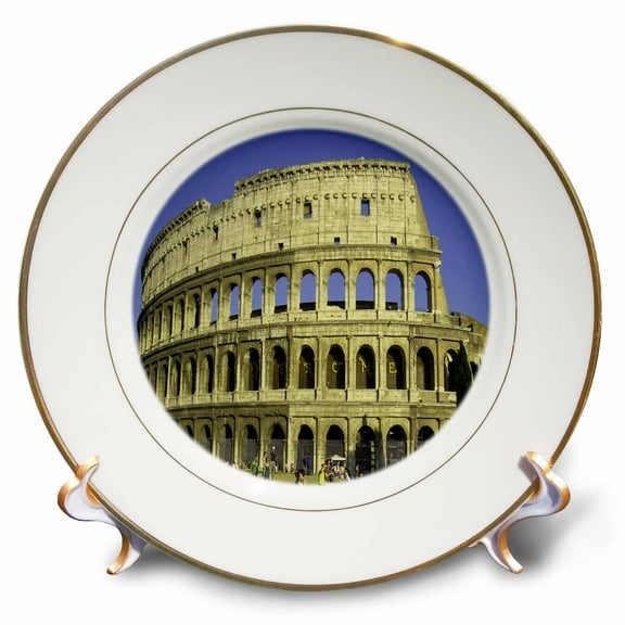 3dRose, Rome, Italy Colosseum, blue sky, 8 inch Porcelain Plate