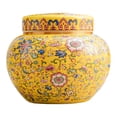 thumbnail image 1 of Jarrón de cerámica de jengibre Florero con tapa Exhibición decorativa Arte Arreglo de flores Tarro de té Florero para comedor Dormitorio Decoración Amarillo mayimx tarro de jengibre, 1 of 9