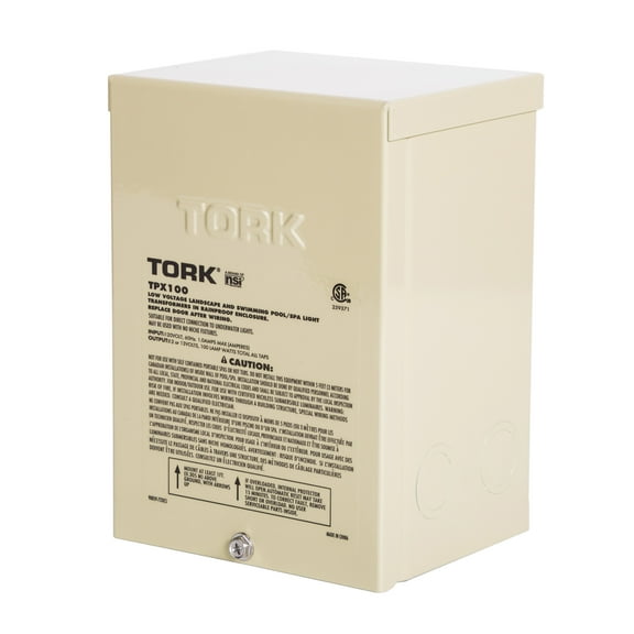 Tork Low Voltage 100 Watt Safety Transformer for Indoor Outdoor Pool