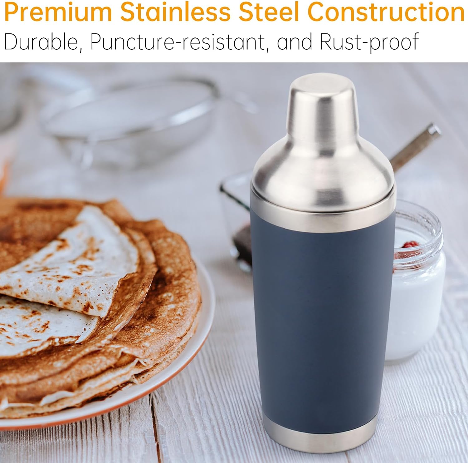 VINTORKY 2-Pack Stainless Steel Shaker Cup Lids – Replacement Lids For 550ml Shaker Bottles