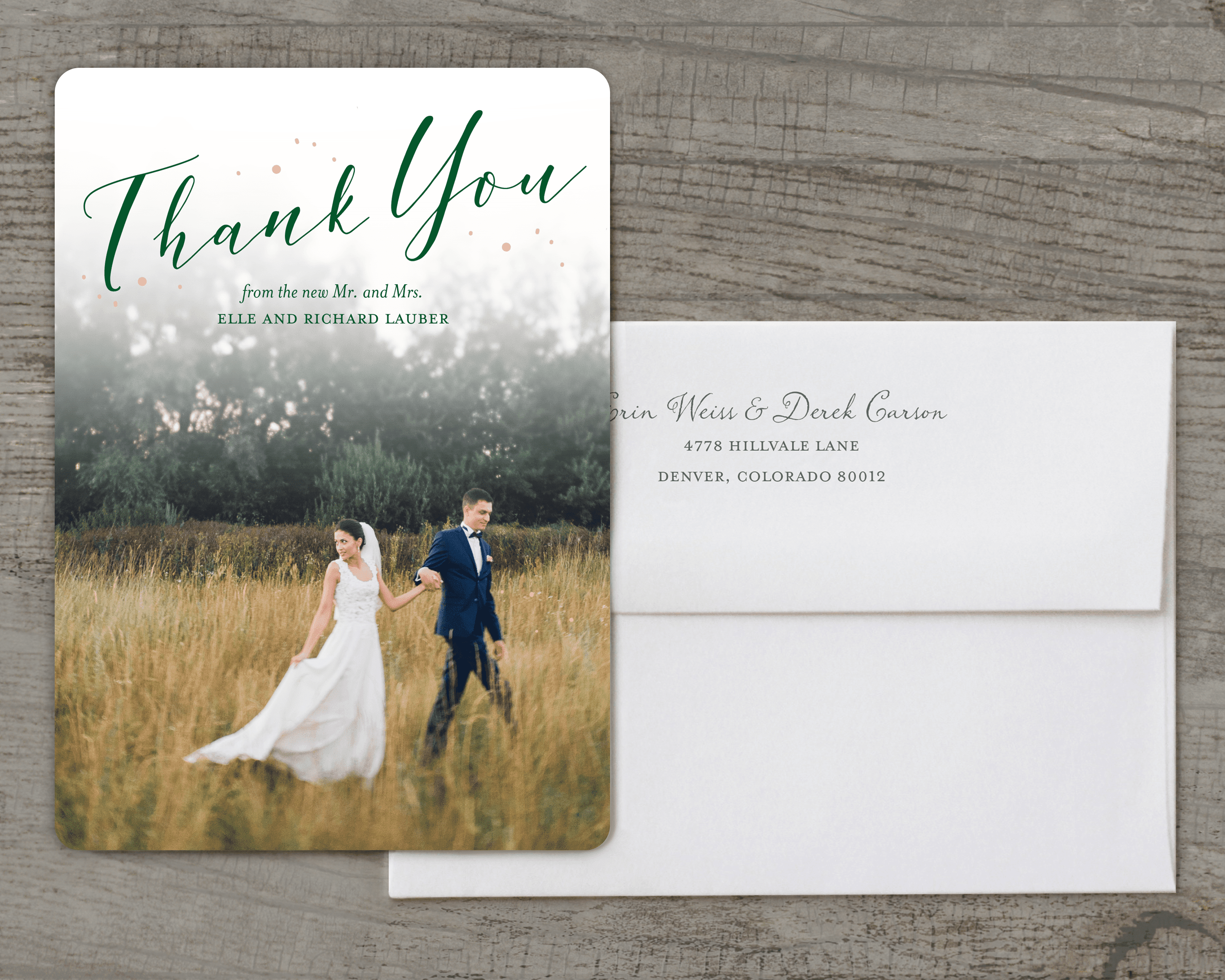 Personalized Wedding Thank You Card Fairytale Flora 5 X 7 Flat Deluxe Personalized Wedding Thank You Card Fairytale Flora 5 X 7 Flat Deluxe