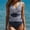Blue, variant on GaThRRgYP Modern Bikini Design One Piece Swimsuit for Tanning,Women's High Waisted Solid Color Swimsuit Multicolor S