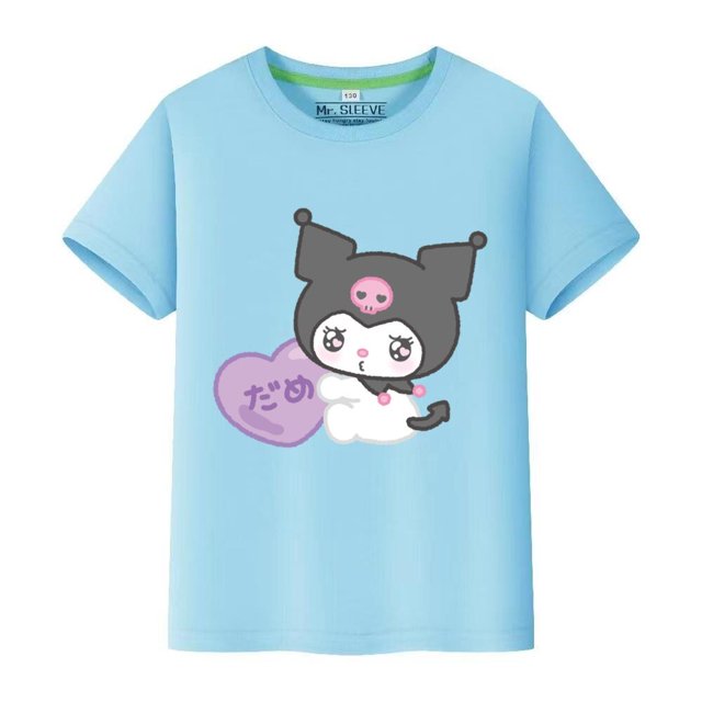 Sanrioed-Camiseta de manga corta de algodón puro para padres e hijos, traje de pareja de Hello Kitty Kuromi, Color de alta calidad, regalo Kawaii