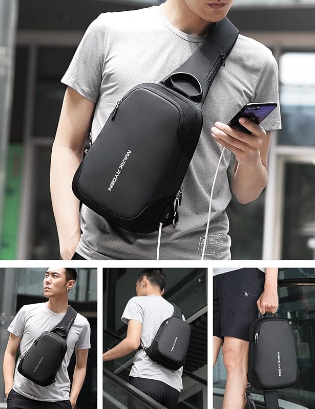 MARK RYDEN Anti-theft Sling Chest Bag Handbag for Men Waterproof Crossbody Travel Shoulder Bag Fit for 9.7" ipad …