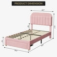 thumbnail image 3 of Senfot Twin Size Bed Frame, Upholstered Platform Bed with Large Storage Drawer and Bookcase Headboard,Easy Assembly,Noise-Free,No Box Spring Needed,Light Pink, 3 of 7