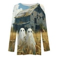 thumbnail image 3 of Womens Halloween Tunic Tops Ghost Graphic Shirts Flowy Long Sleeve Blouse Plus Size Swing Tunics for Leggings, 3 of 4